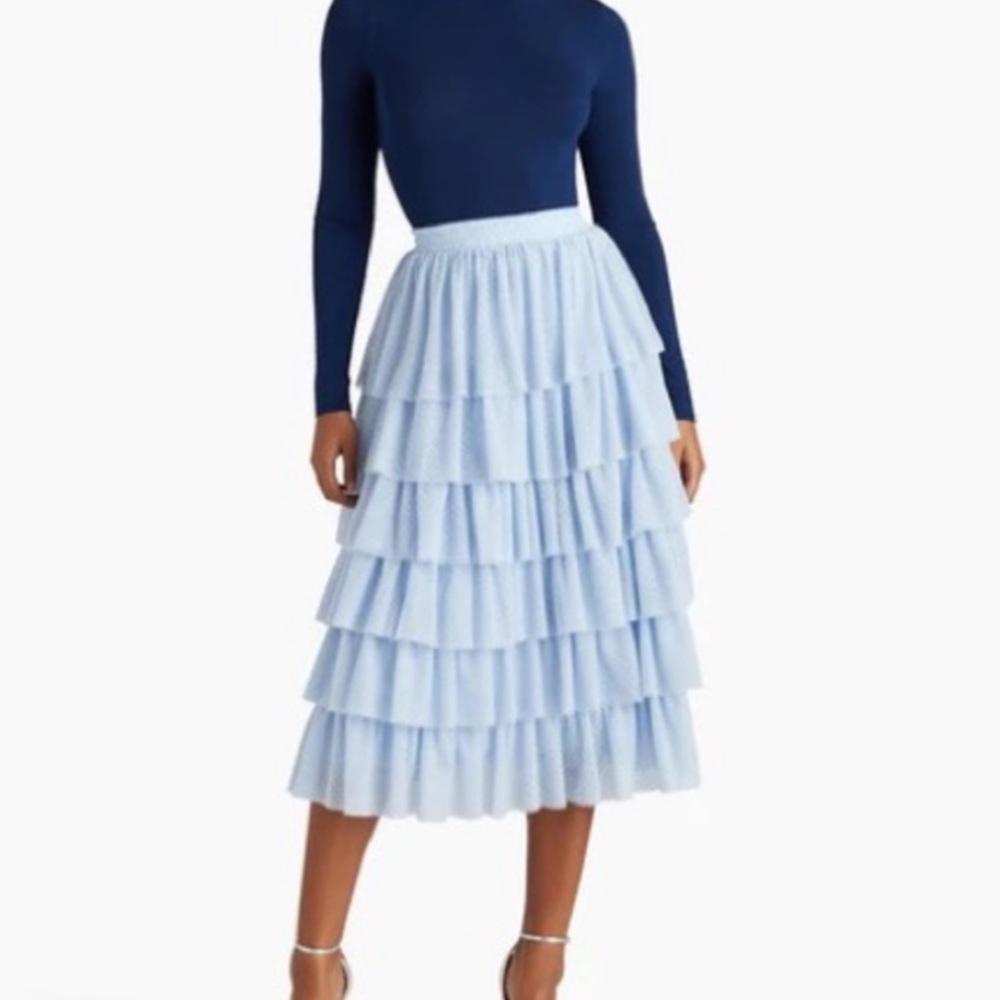 Brand New Hill House Pandora Tulle Skirt in Powder Blue - Small